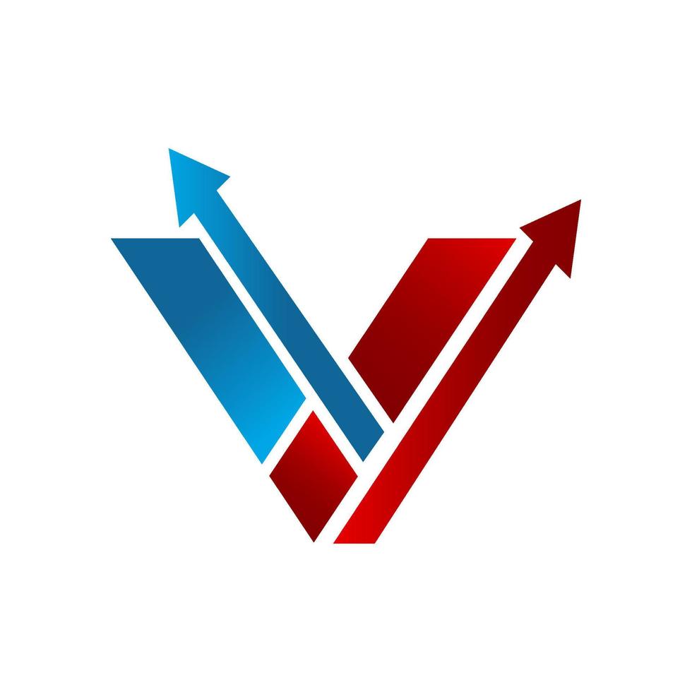 arrow sign V logo initial Letter design vector graphic concept