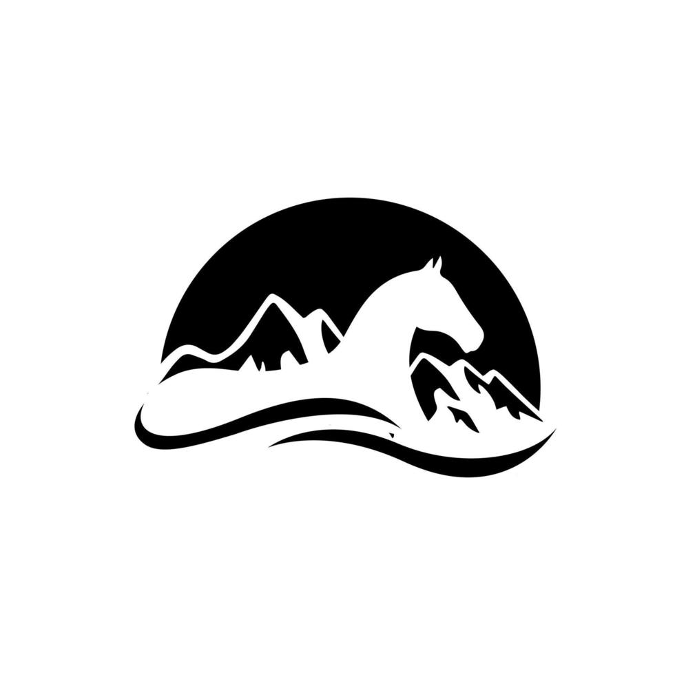 mountain and horse Logo design pride and beauty sign symbol Vector illustration