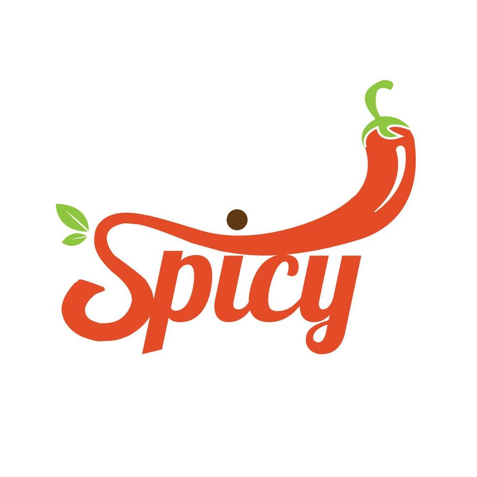 Ilustración de vector de diseño de tipografía de letras de logotipo picante de chile picante