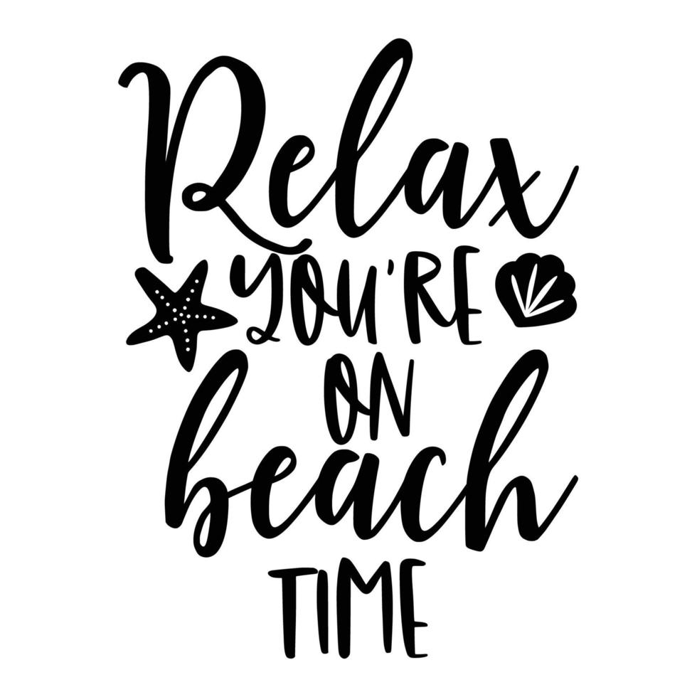 tipografía de citas de playa en blanco y negro para imprimir vector