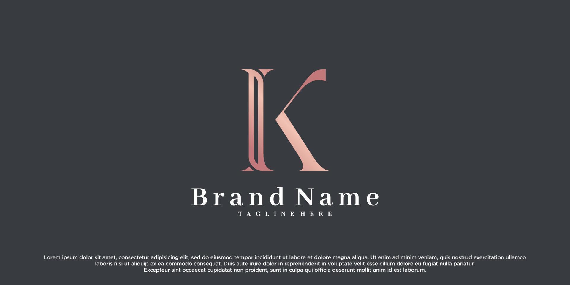 Initial latter k logo design with creative concept Premium Vector