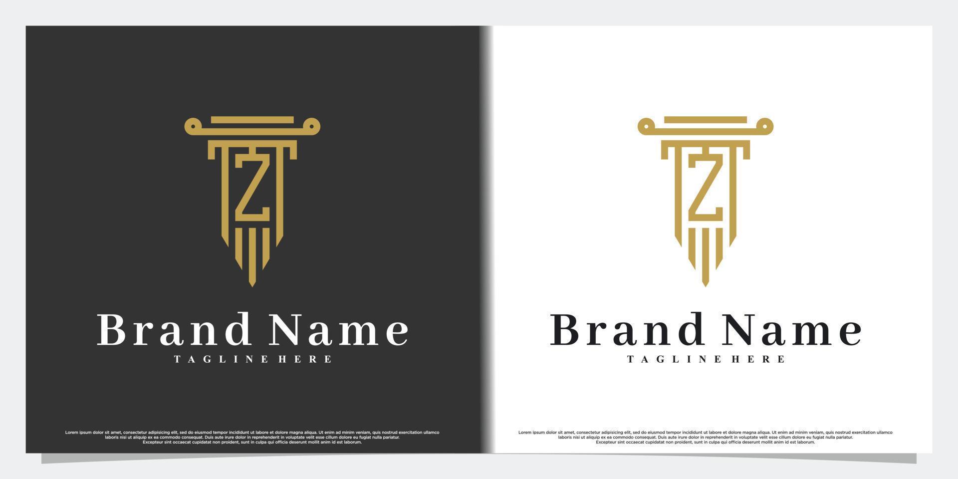 ley y último diseño de logotipo z con vector premium de concepto creativo