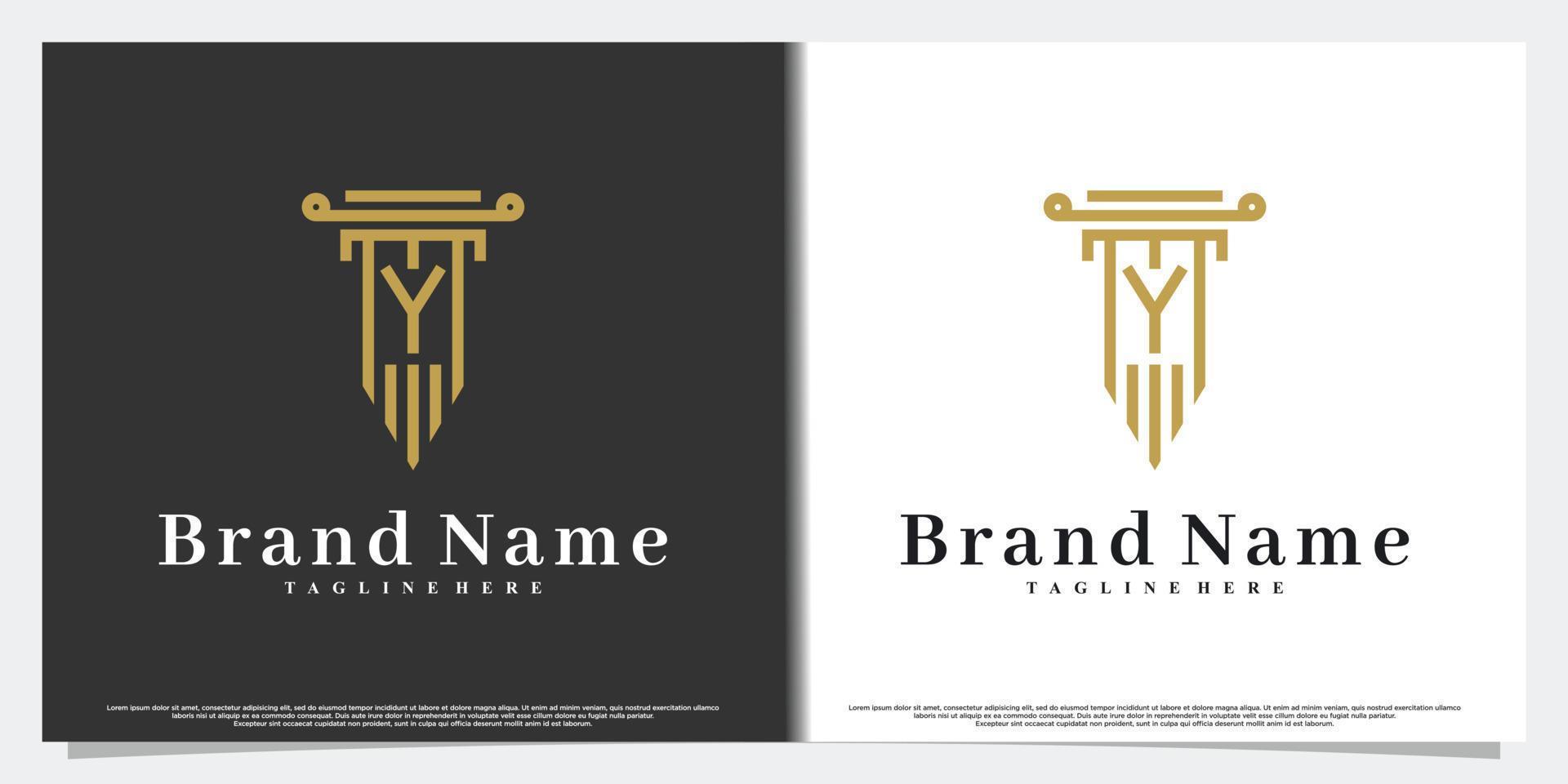 Law and latter y logo design with creative concept Premium Vector