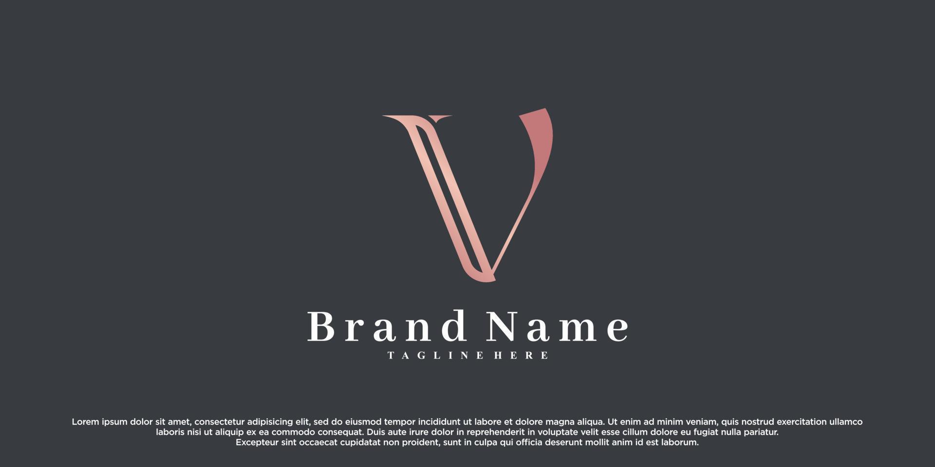 Initial latter v logo design with creative concept Premium Vector