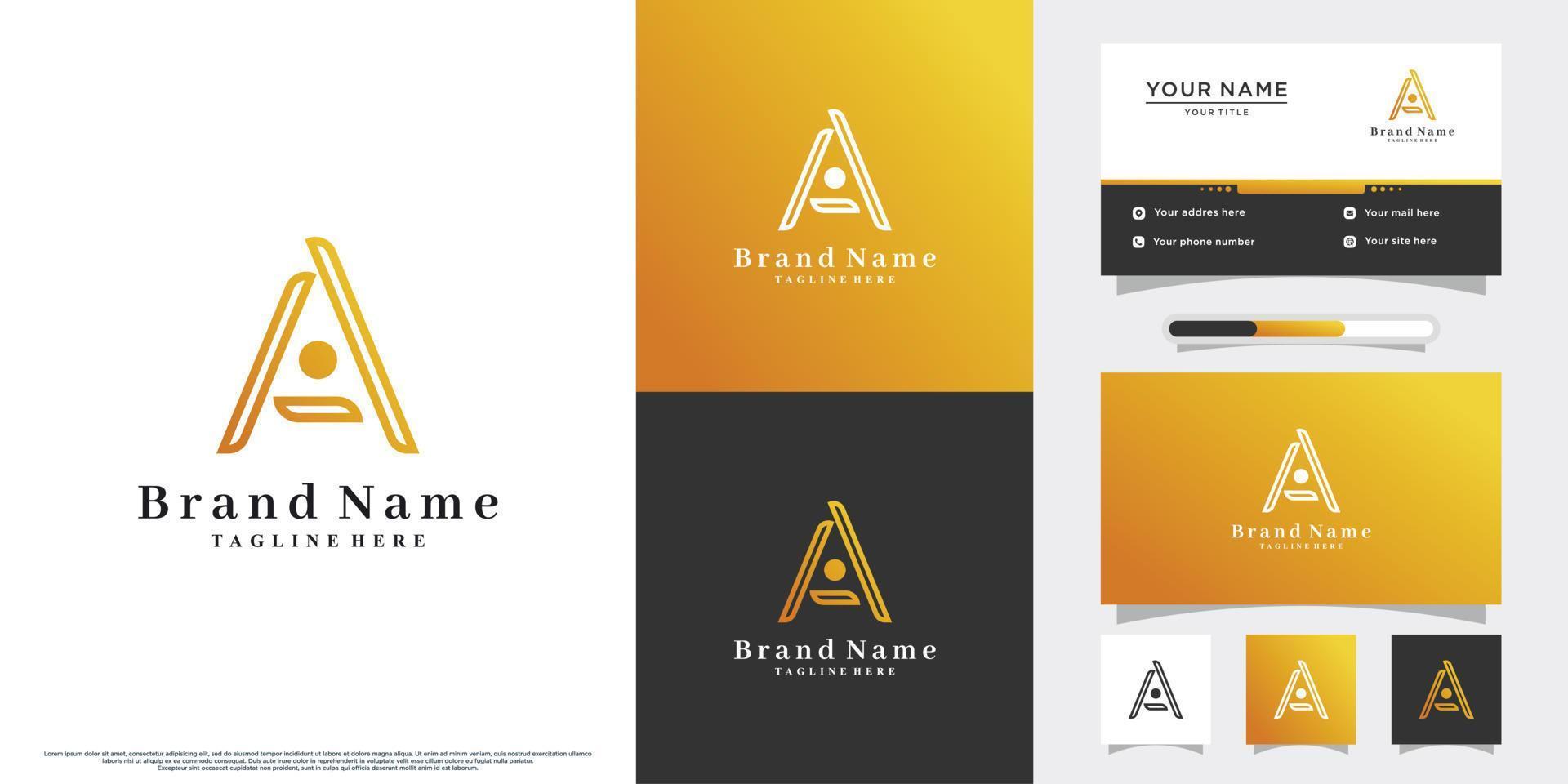 Initial latter a logo design tamplate with modern concept and business card vector