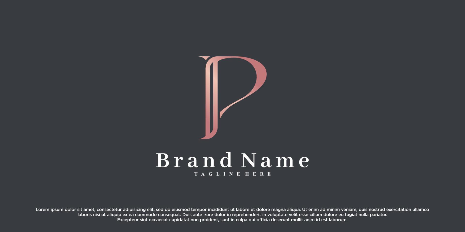 Initial latter p logo design with creative concept Premium Vector