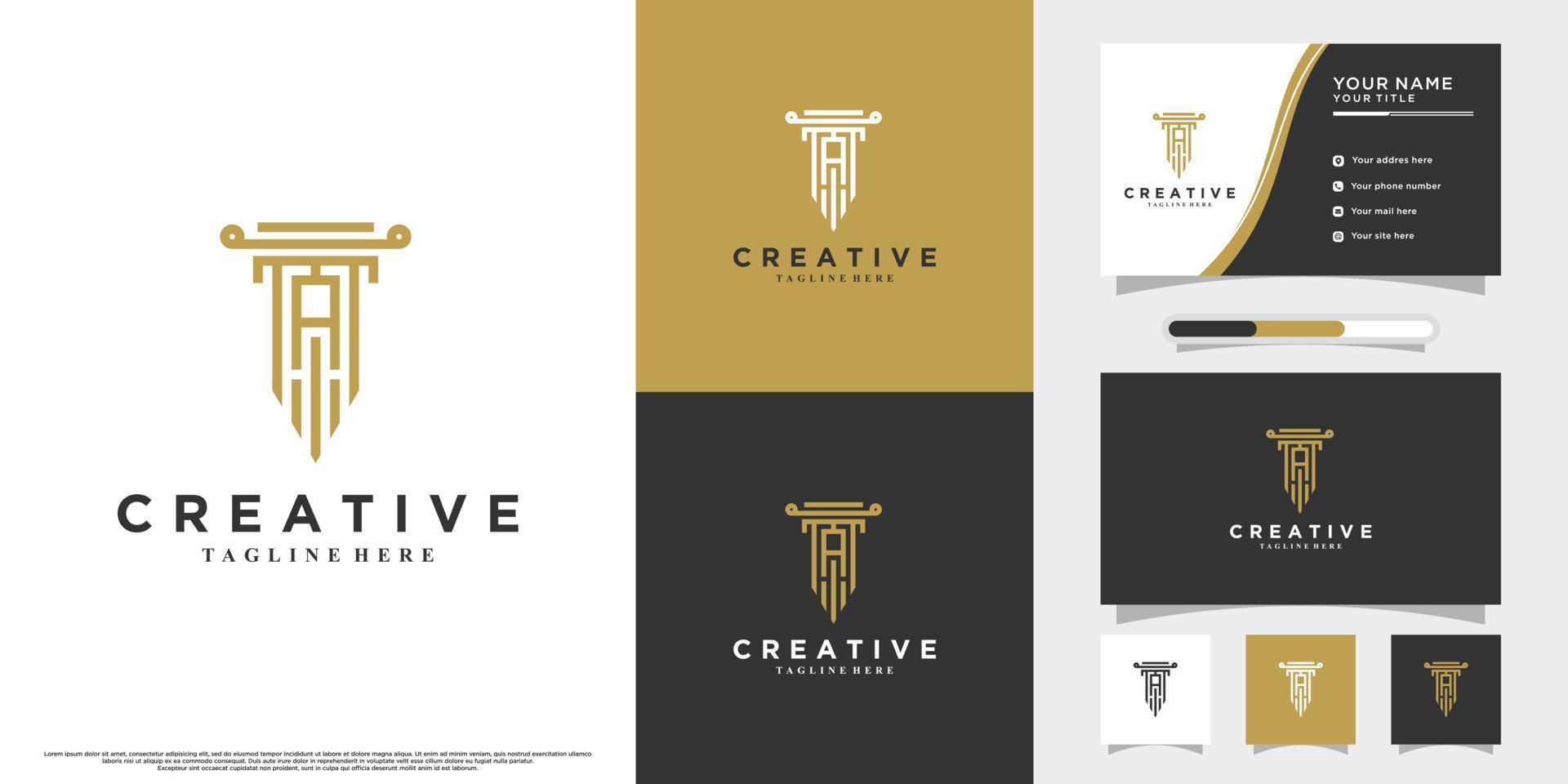 Law and latter a logo design with creative concept and business card Premium Vector