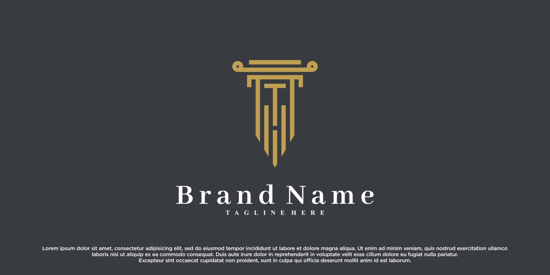 Law and latter t logo design with creative concept  Premium Vector