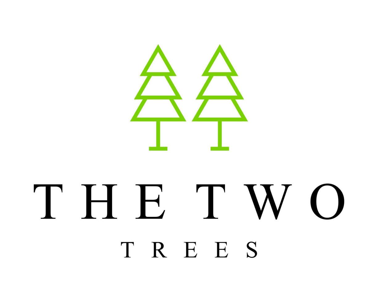 Two natural trees geometric logo design. vector