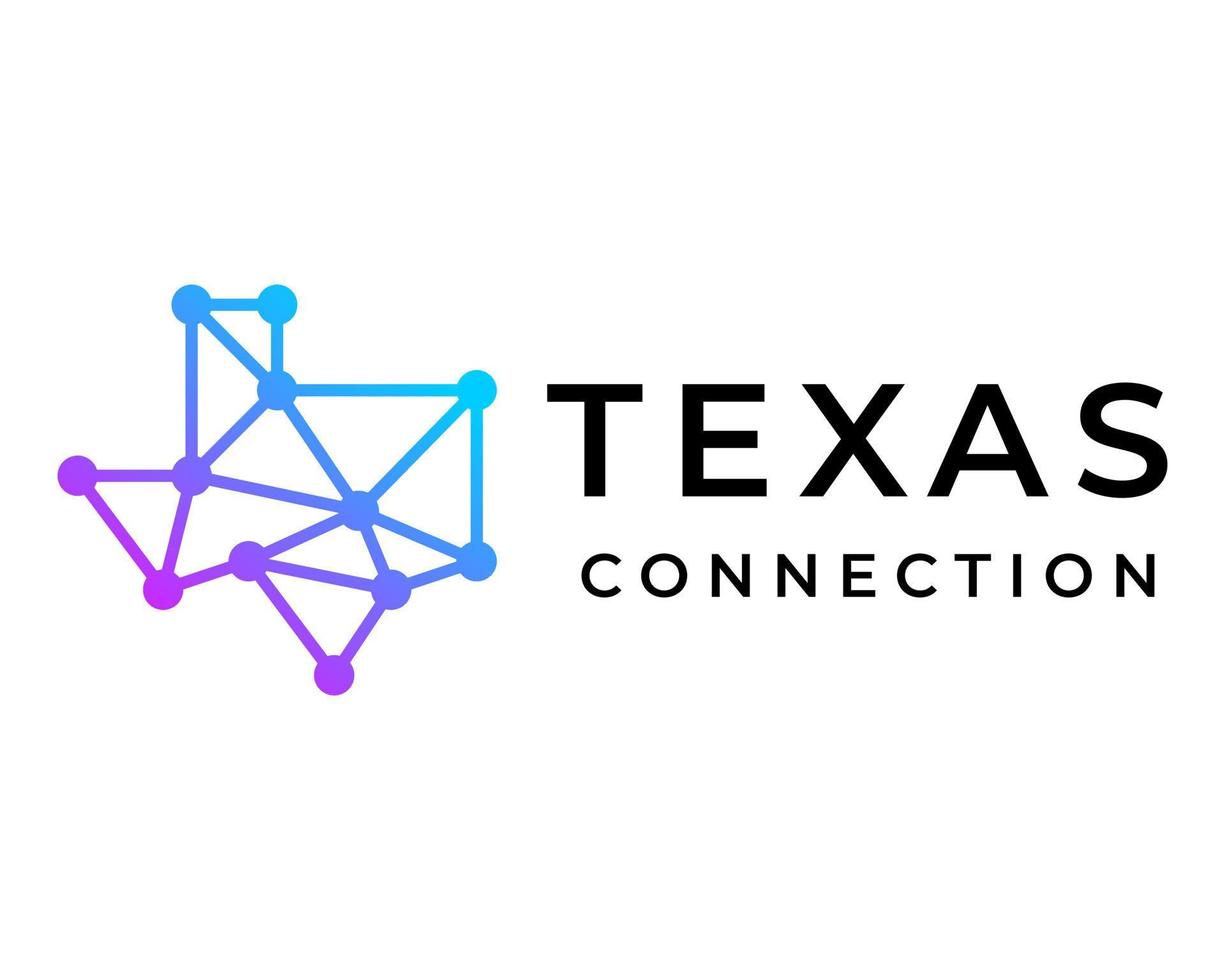 Texas map and connection data logo design. vector