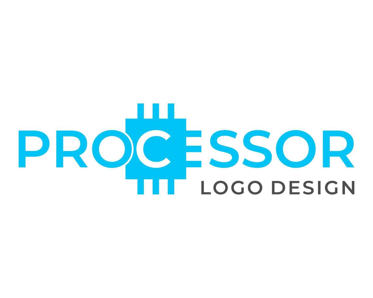 Processor wordmark computer logo design. vector
