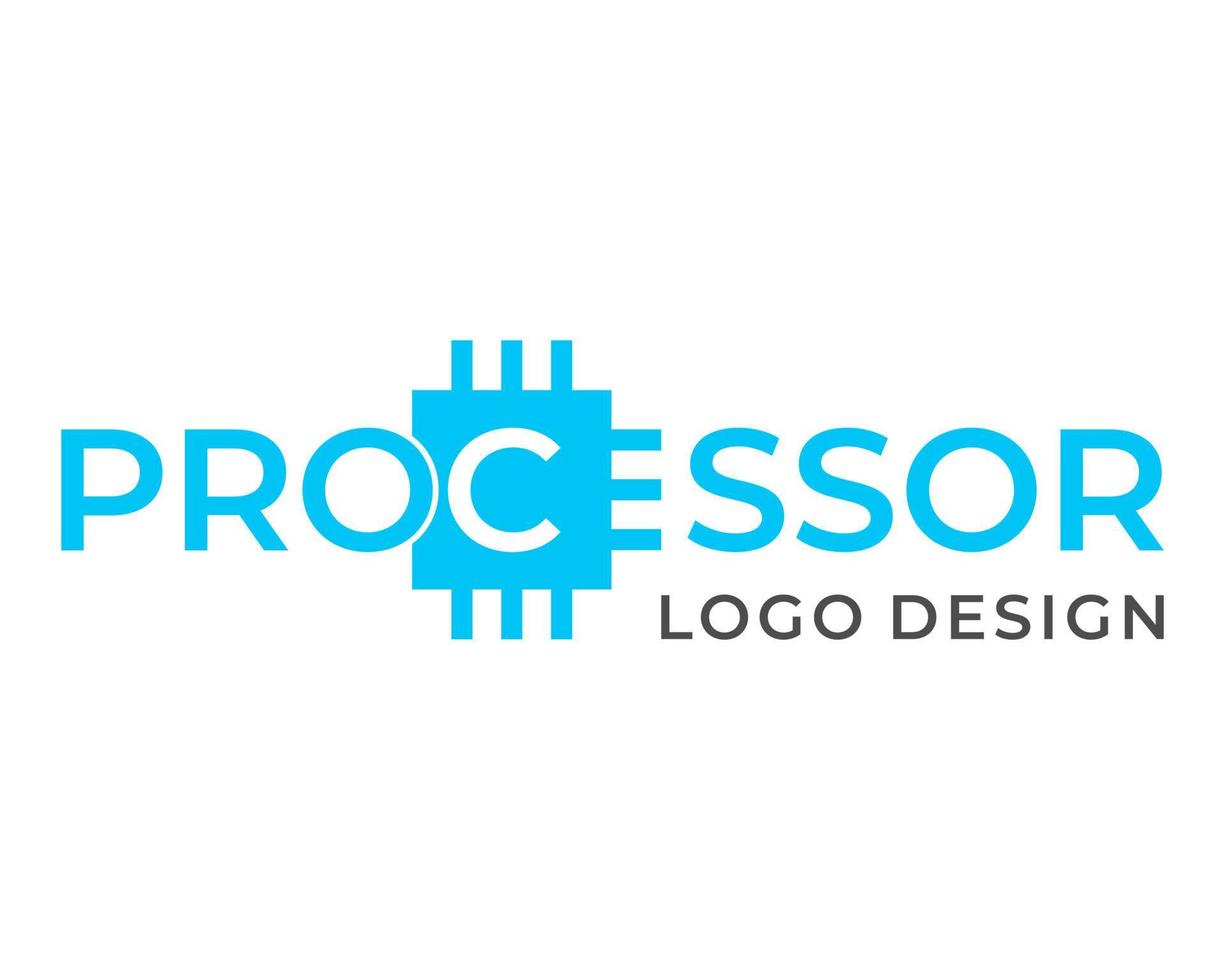 diseño del logotipo de la computadora con la marca denominativa del procesador. vector