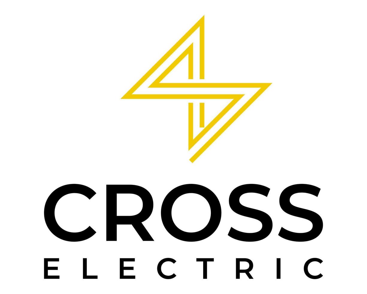 Cross and electric logo design. vector
