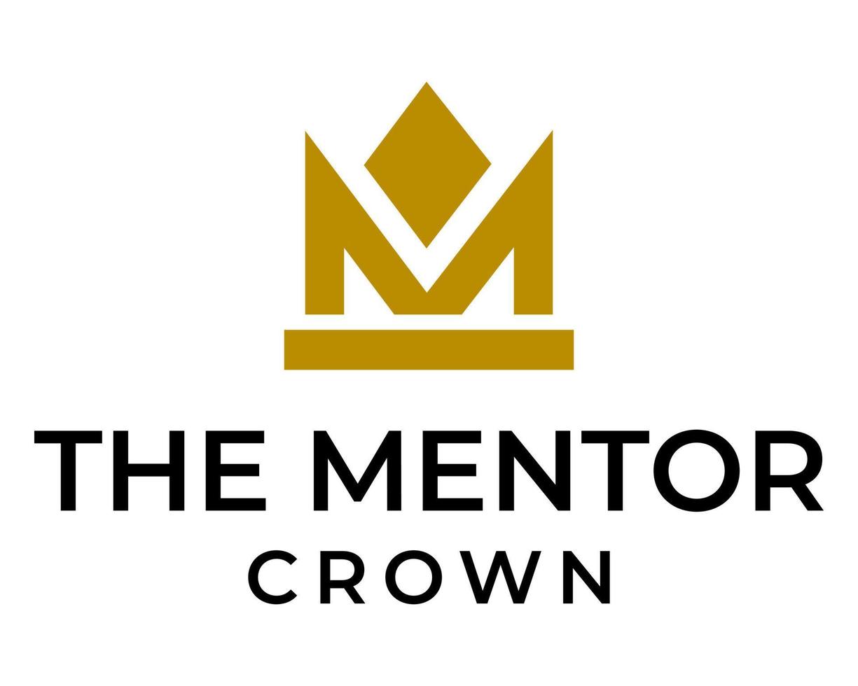 M letter monogram crown logo design. vector