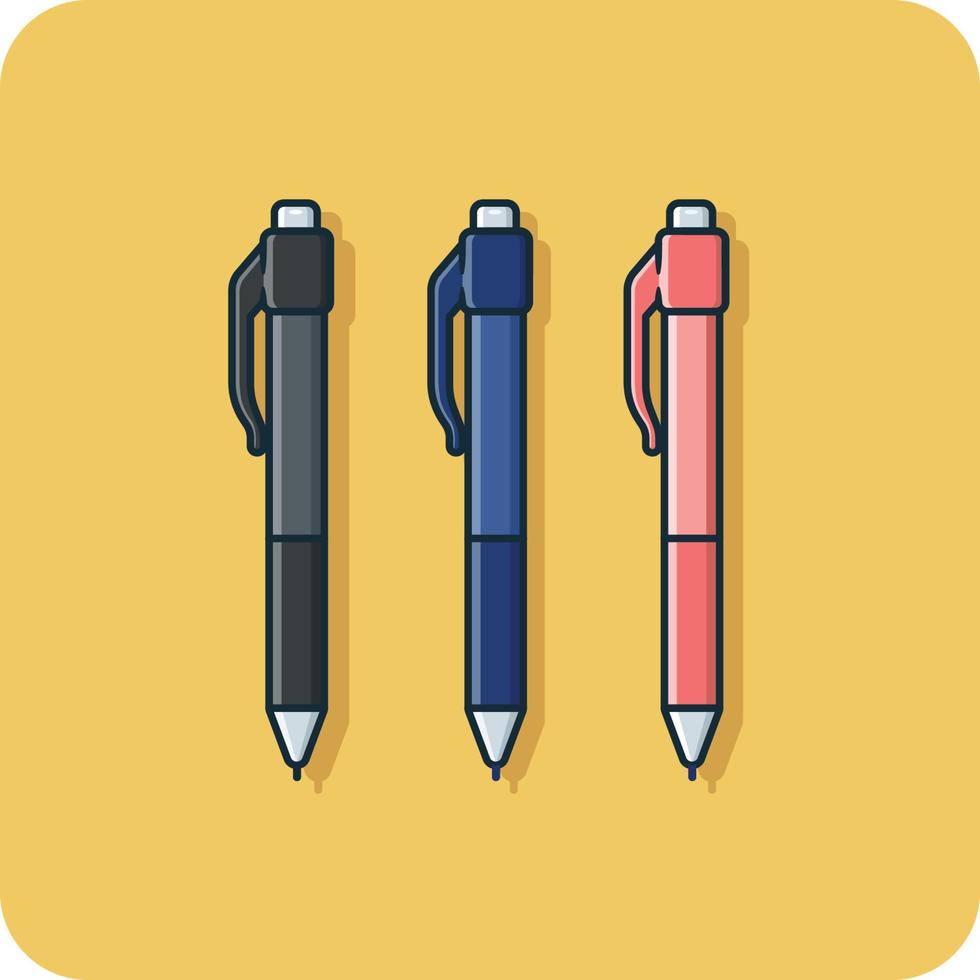 Pen sets black blue and red, vector design and isolated background.