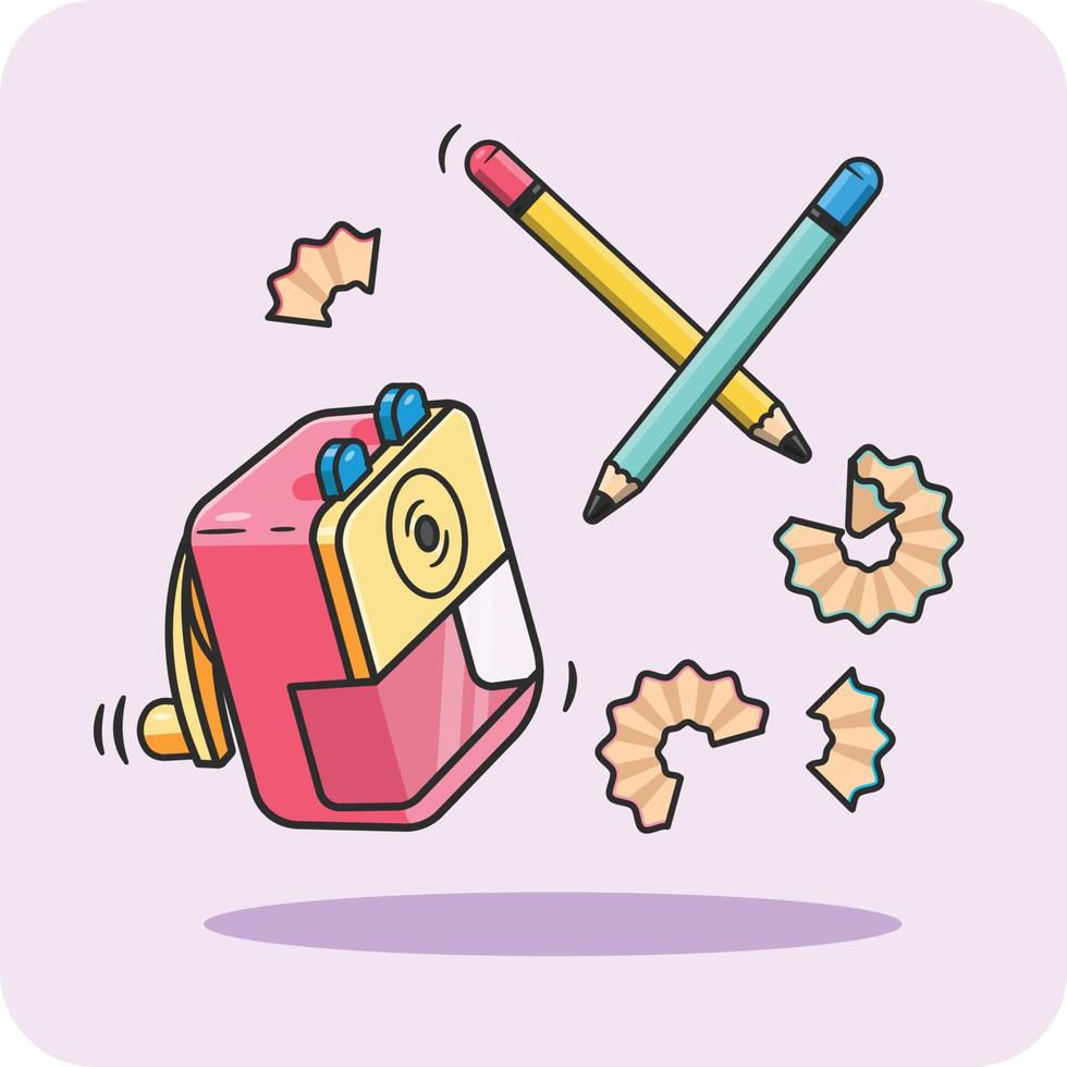 Pencils, pencil sharpeners, pencil shavings, office and classroom supplies, vector design and isolated background.