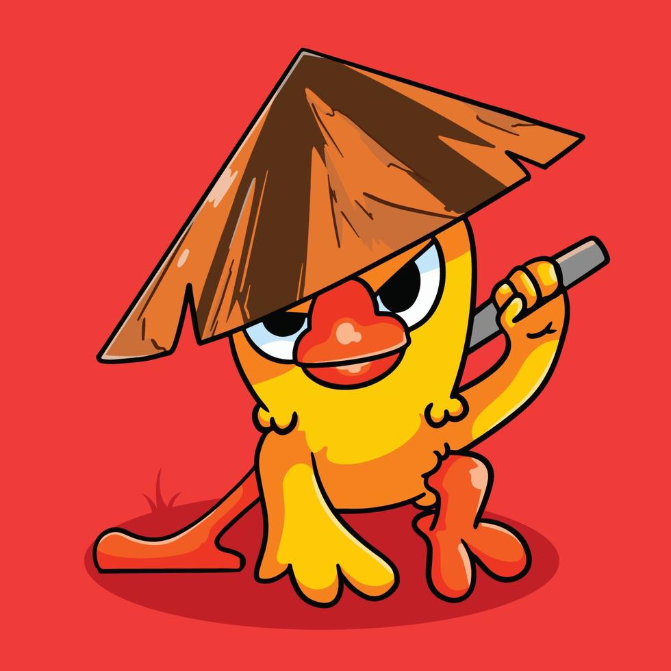 ninja chicken cartoon vector