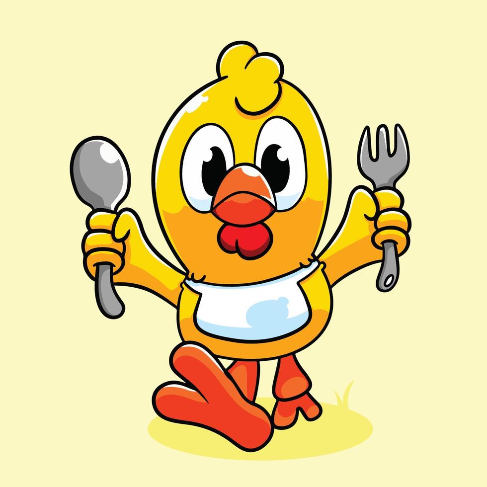 cartoon chicken wants to eat vector