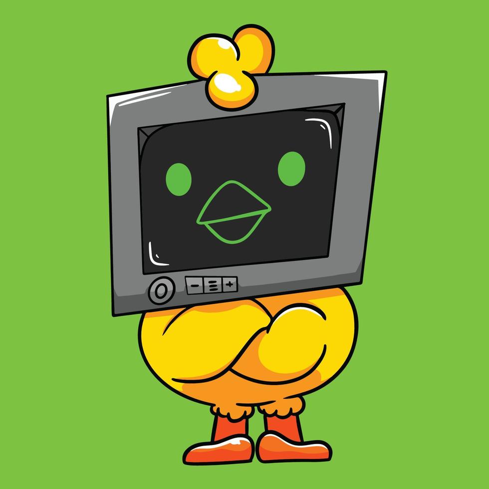 cartoon chicken head tv vector