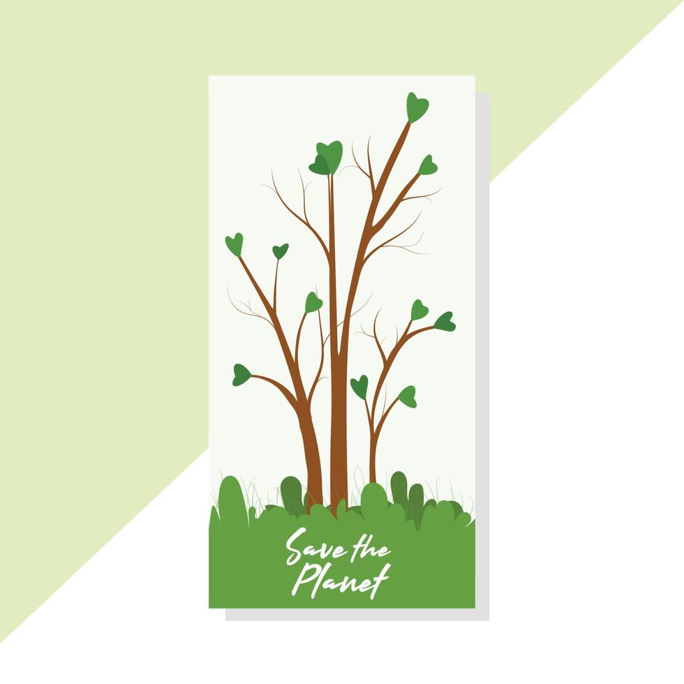 save the planet Half Page vertical banner design template vector