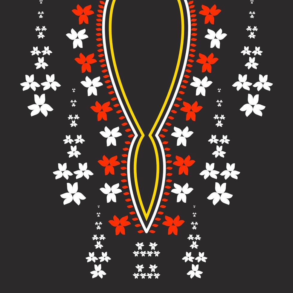 traditional geometric ethnic embroidered neckline pattern design vector