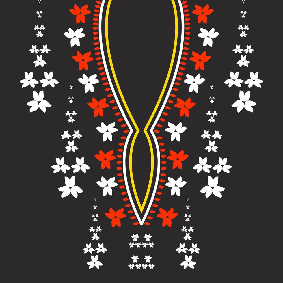 traditional geometric ethnic embroidered neckline pattern design vector