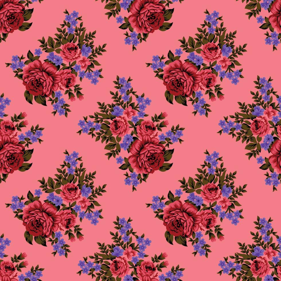 hermosos patrones de flores de acuarela sobre fondo colorido. diseño de patrones textiles vector