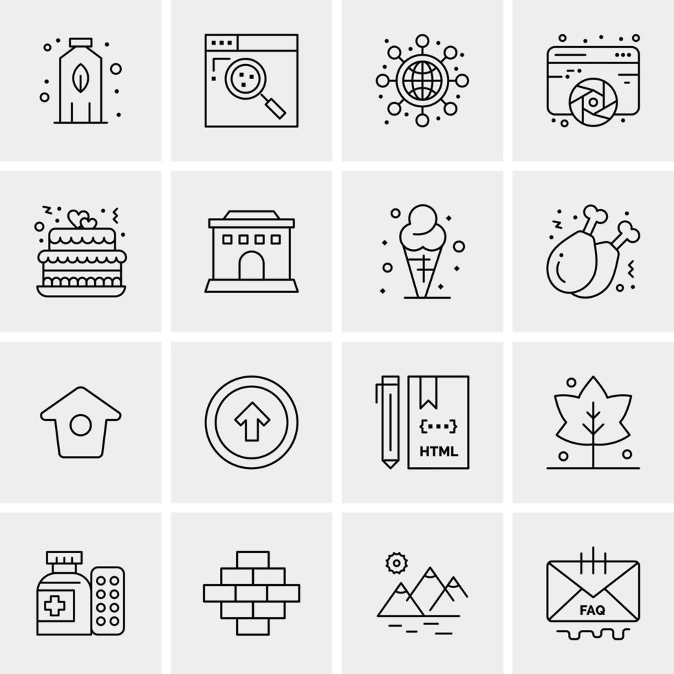 16 iconos de negocios universales vector ilustración de icono creativo para usar en proyectos relacionados con la web y dispositivos móviles