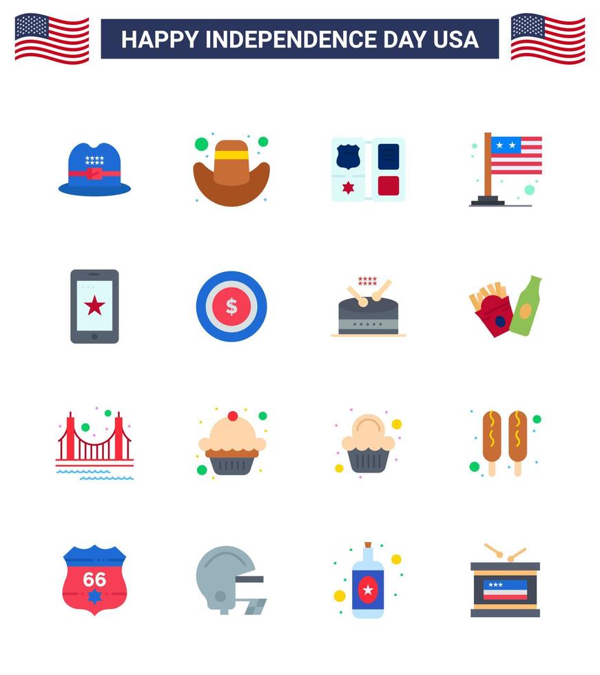 16 Creative USA Icons Modern Independence Signs and 4th July Symbols of ireland phone american mobile international Editable USA Day Vector Design Elements