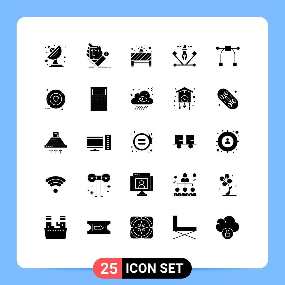 Modern Set of 25 Solid Glyphs Pictograph of graphic pen tool board illustration artwork Editable Vector Design Elements