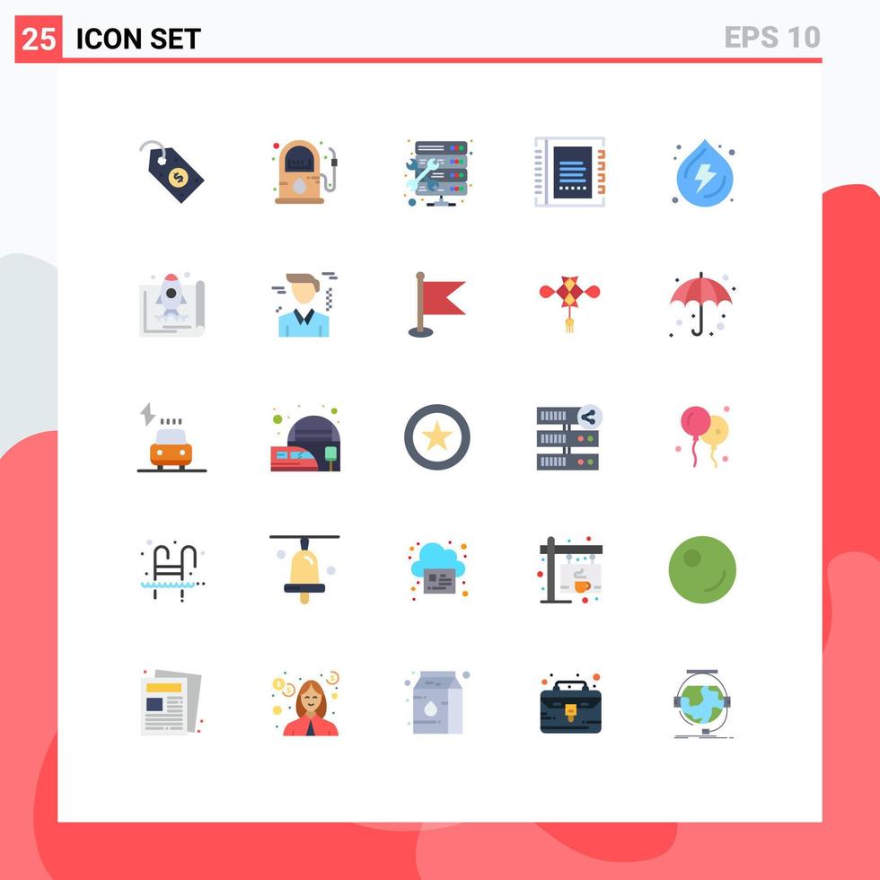 Modern Set of 25 Flat Colors Pictograph of droop contacts admin contact address Editable Vector Design Elements