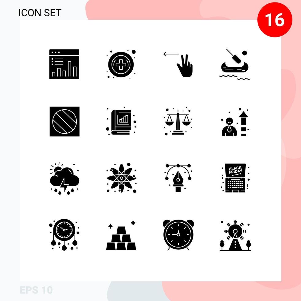 16 Creative Icons Modern Signs and Symbols of shadow editing fingers full shadow kayak Editable Vector Design Elements