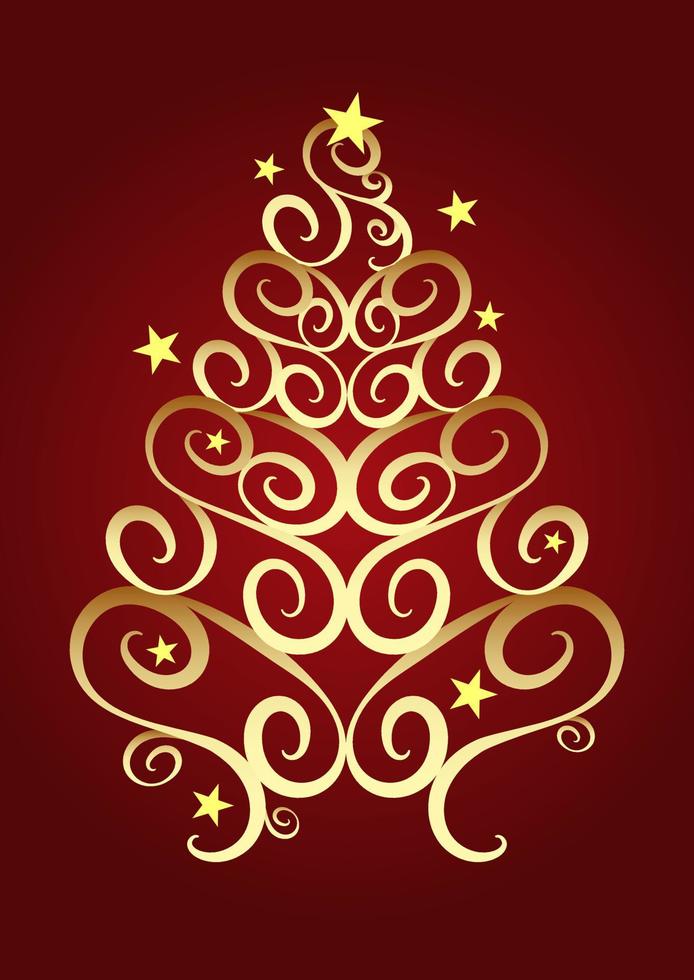 Abstract Golden Christmas Tree Vector