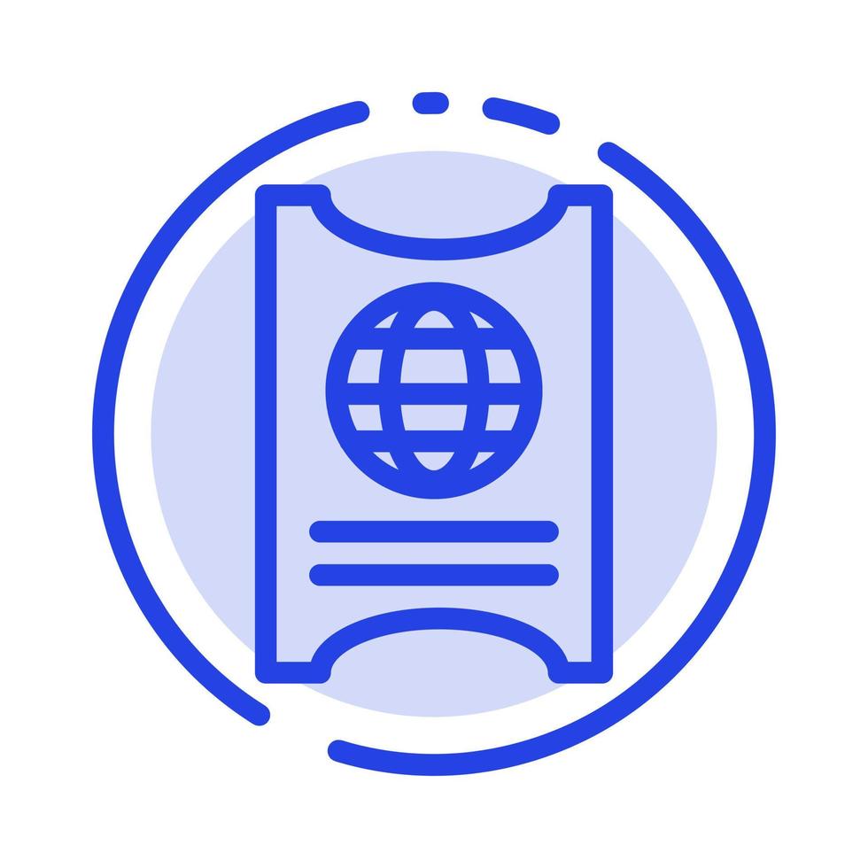 Pass Passport Ticket Hotel Blue Dotted Line Line Icon vector