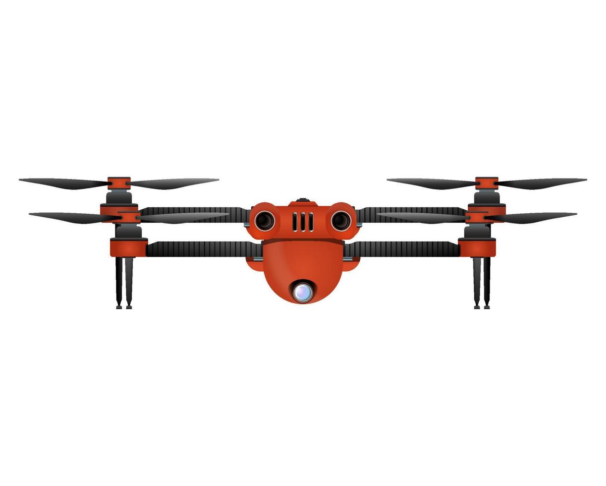 Drone in realistic style. Quadcopter with camera. Colorful vector illustration isolated on white background.