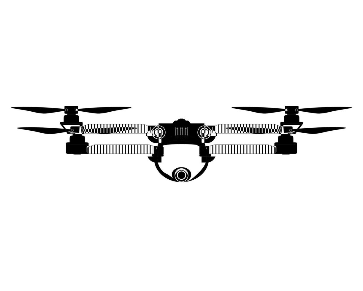 Drone in outline style. Quadcopter with camera. Colorful vector illustration isolated on white background.