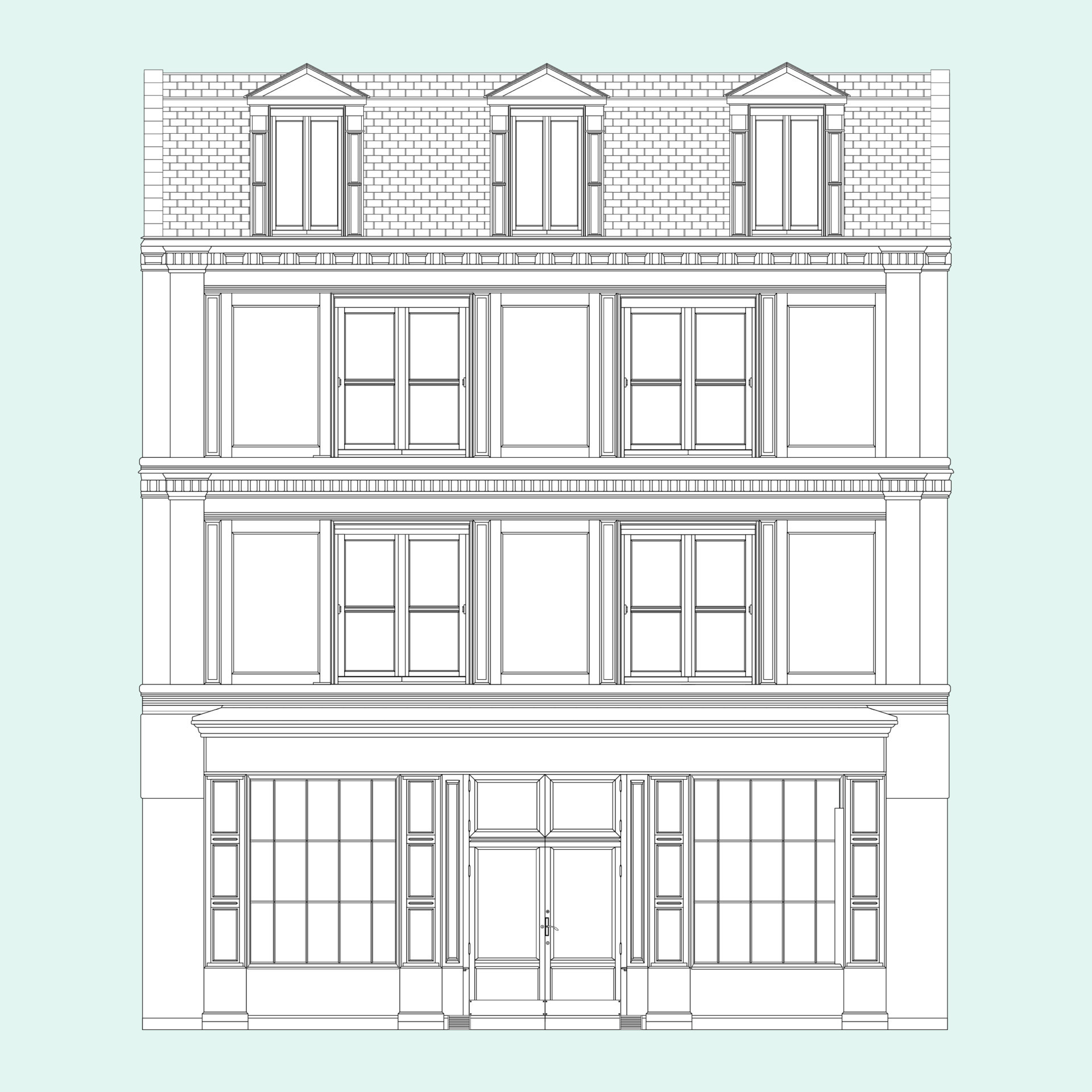 Oldfashioned brick building Coloring Book in realistic style. European ...
