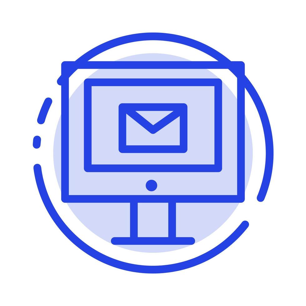 Computer Mail Chat Service Blue Dotted Line Line Icon vector