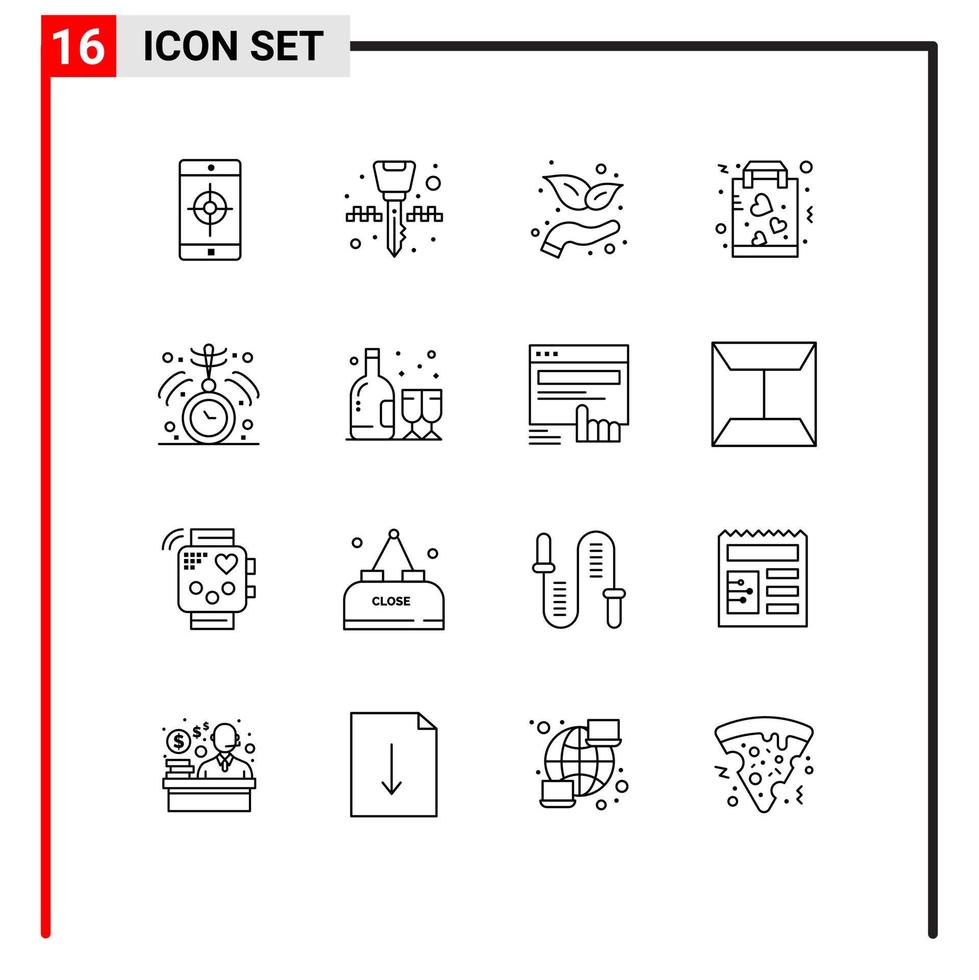 Pictogram Set of 16 Simple Outlines of healthcare shopping growth paper favorite Editable Vector Design Elements