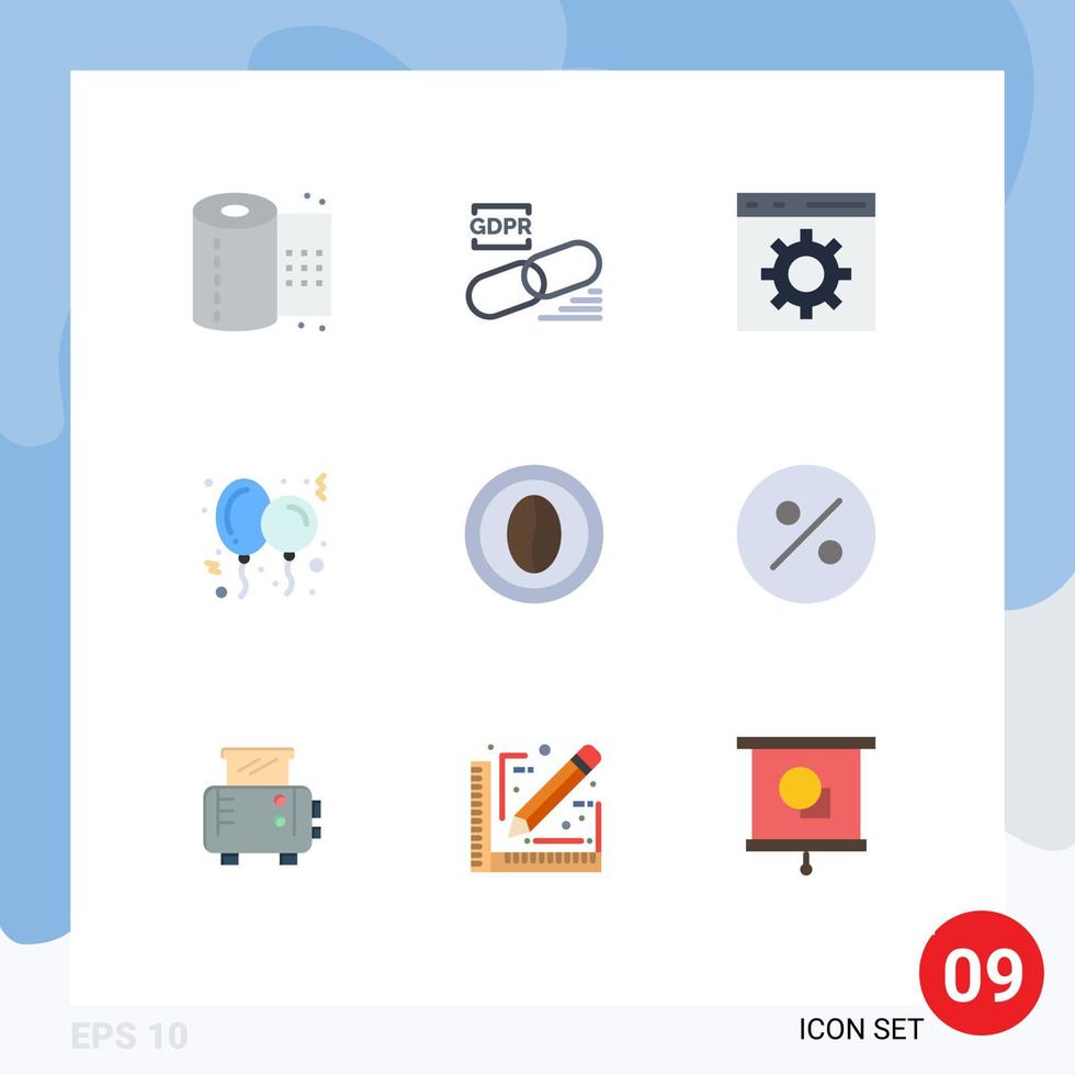 Group of 9 Modern Flat Colors Set for coffee party security christmas programming Editable Vector Design Elements