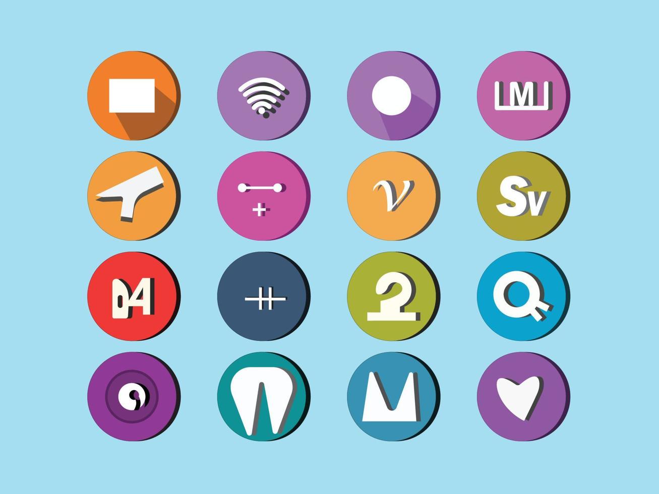 Collection Of Web User Interface Color icons set vector