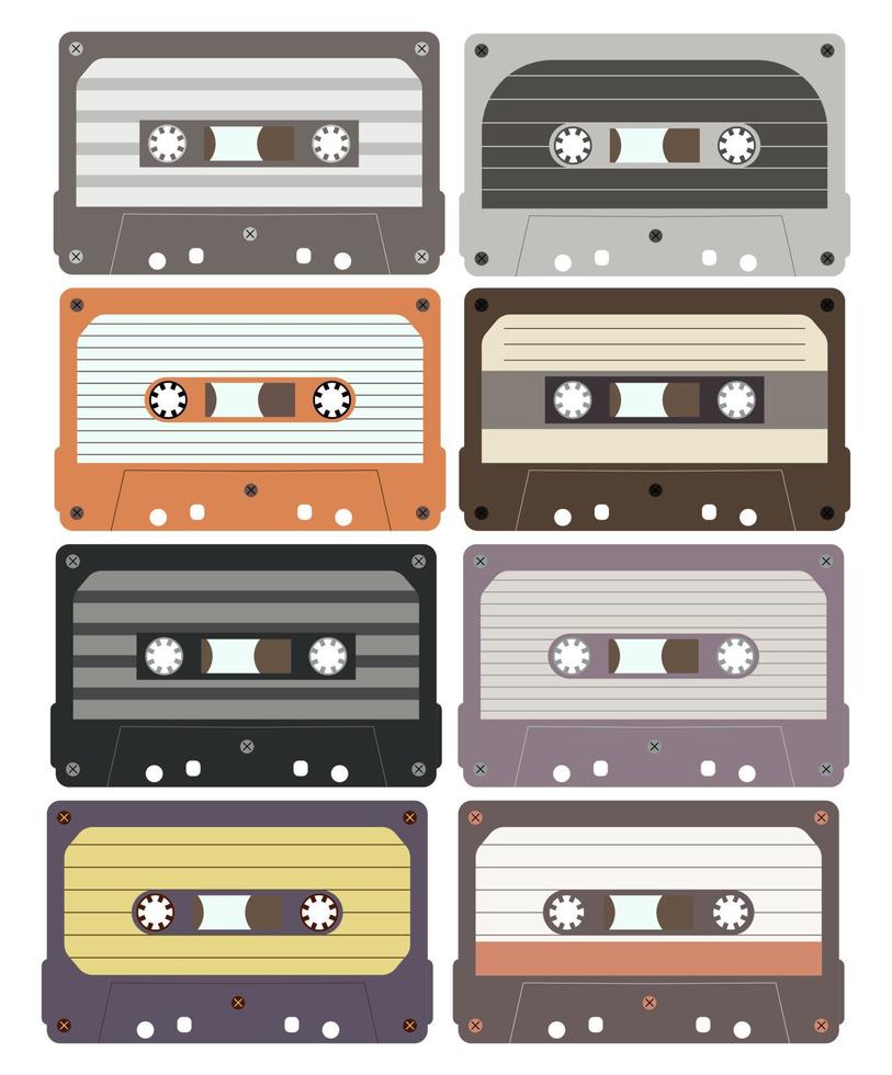 Vintage cassette collection vector