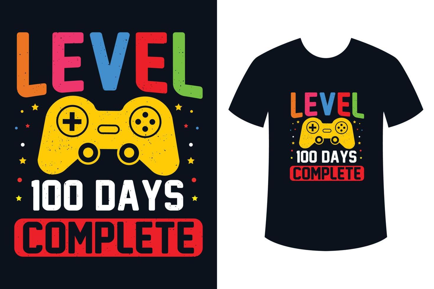 Level 100 days complete gaming tshirt design vector