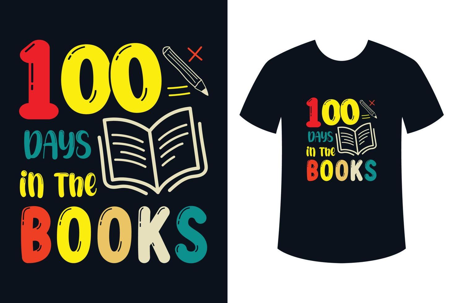 100 días en el diseño de la camiseta de los libros. vector