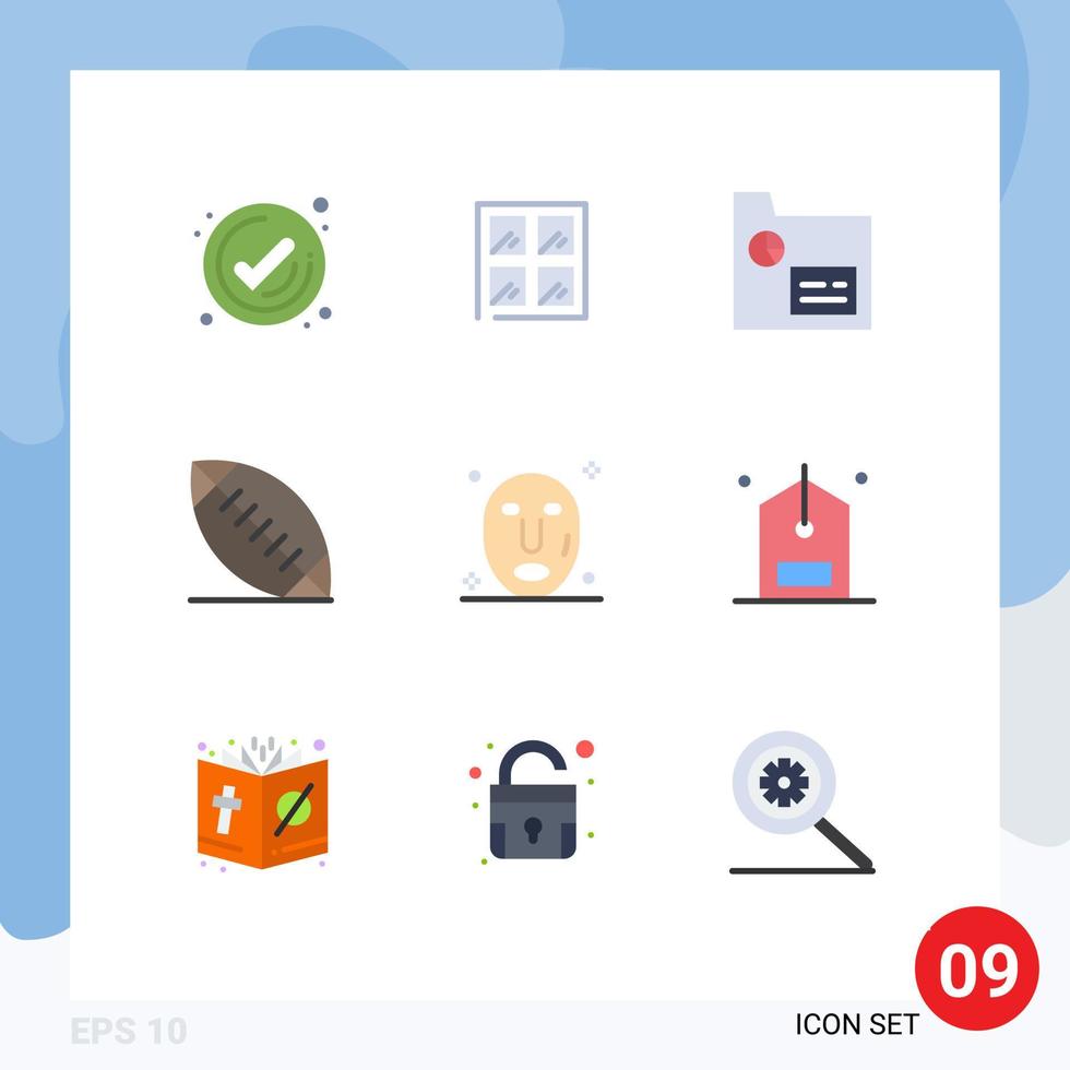 9 Creative Icons Modern Signs and Symbols of check mask finance facial football Editable Vector Design Elements
