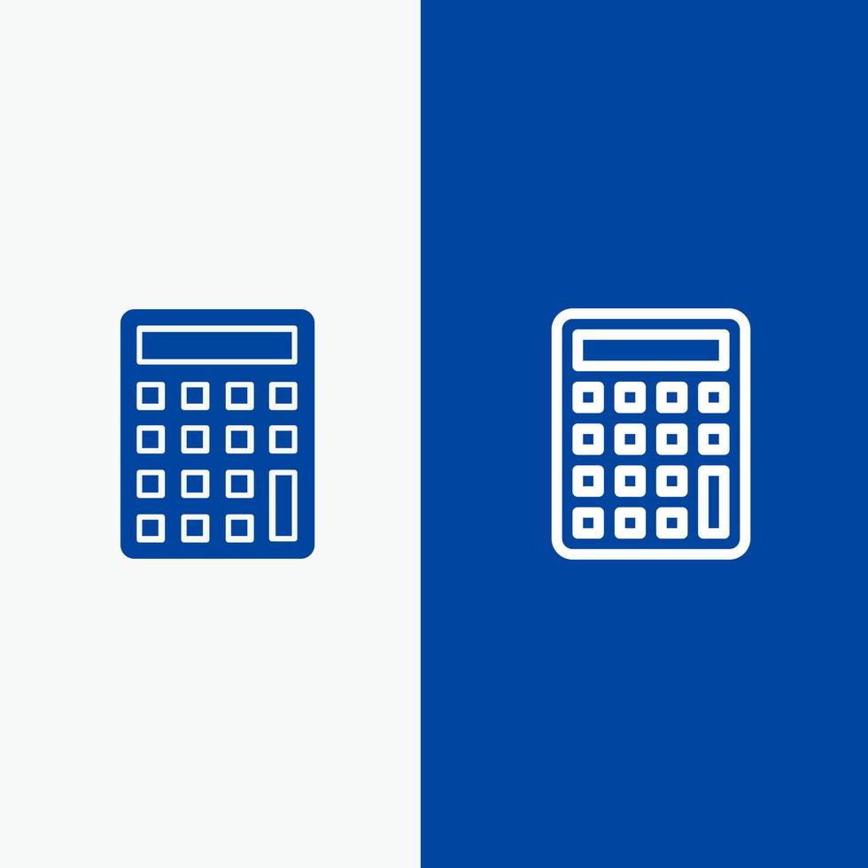 Calculator Calculate Education Line and Glyph Solid icon Blue banner Line and Glyph Solid icon Blue banner vector