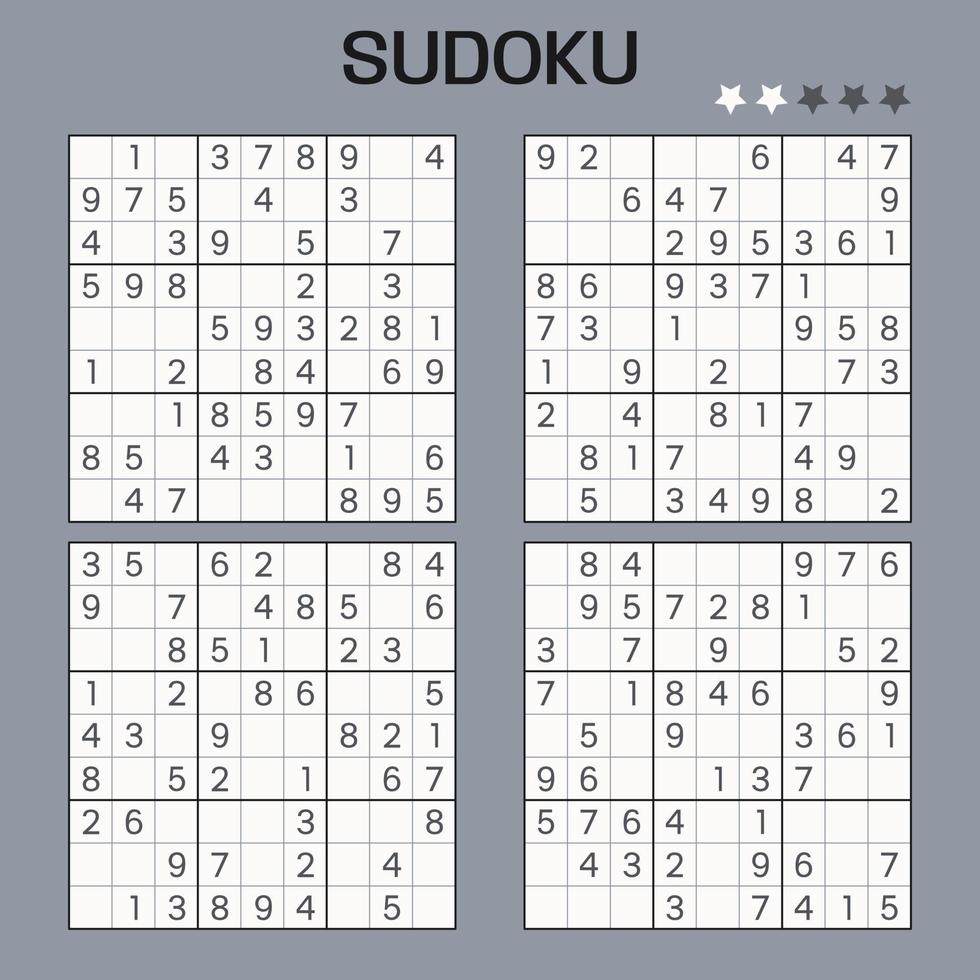 Set Of Vector Sudoku Puzzles Easy Level Jigsaw With Numbers 