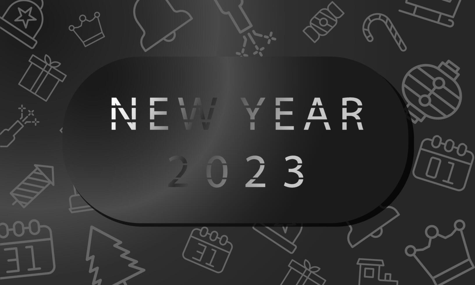 New Year 2023 black line color abstract background for social media design vector