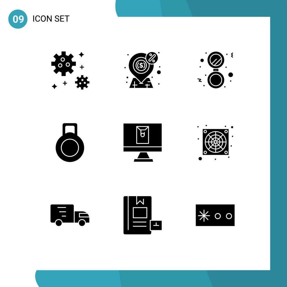 9 User Interface Solid Glyph Pack of modern Signs and Symbols of cooler