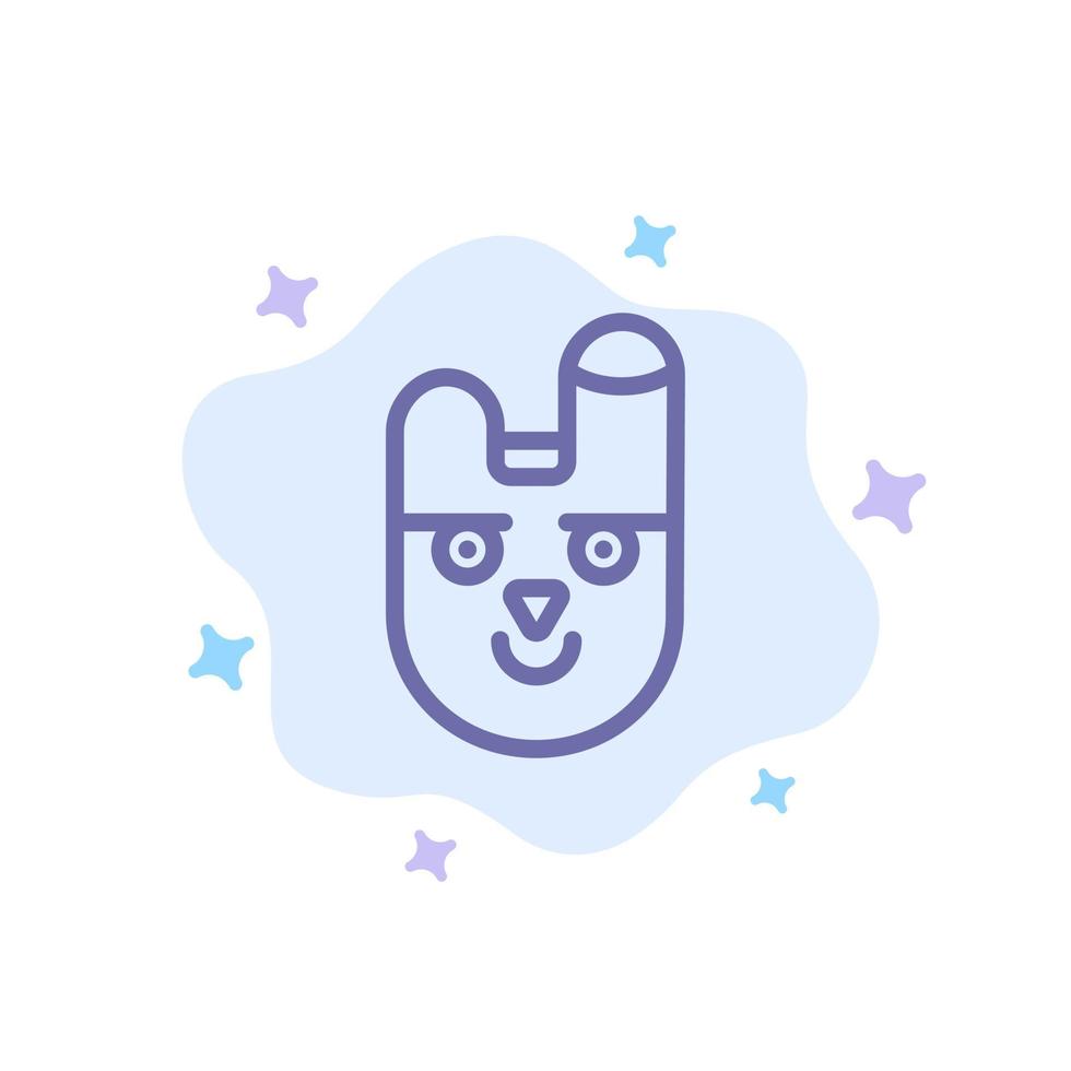 cara de conejito animal conejo icono azul sobre fondo de nube abstracta vector